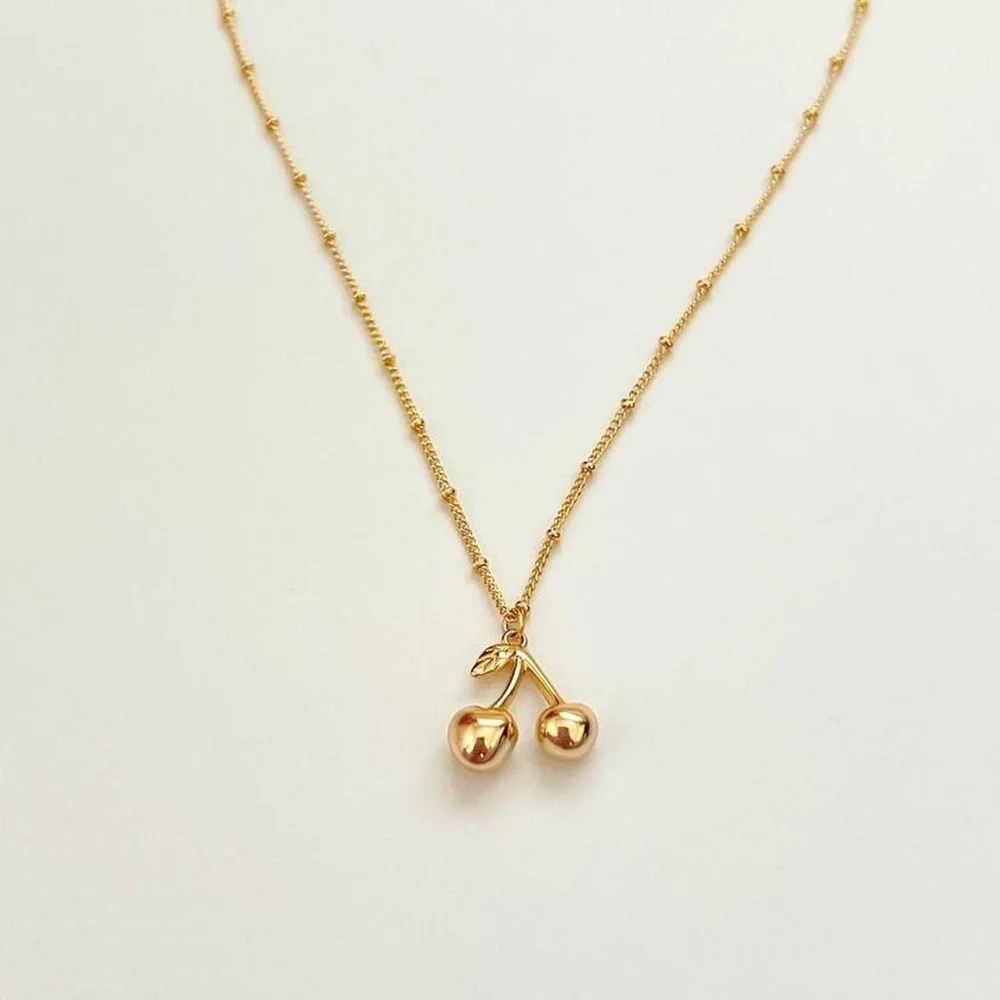Gold Cherry Pendant Necklace 🍒 - Picture 3 of 4